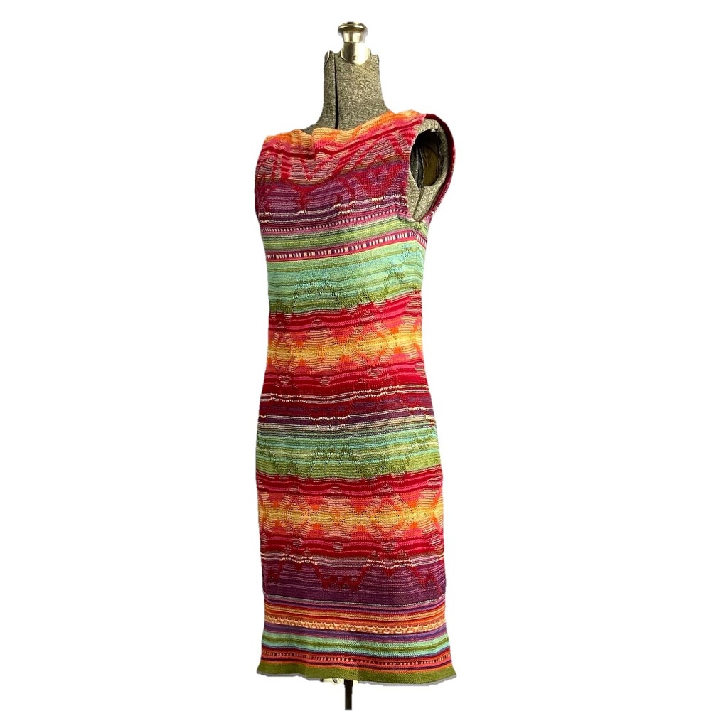 Lauren Ralph Lauren Rainbow Knit Dress Southwestern Design Boho Hippie Festival